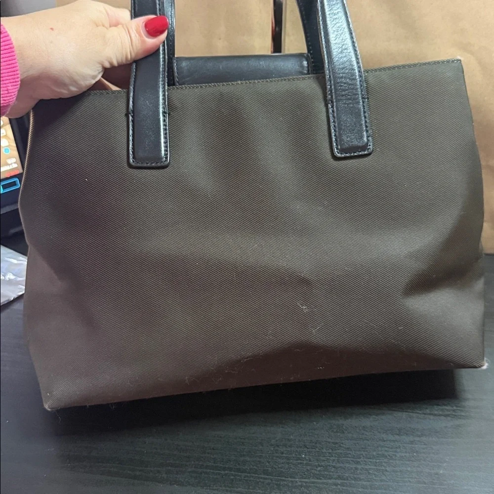 Coach Mercer Olive Green and Black Tote Satchel with Bead Charm